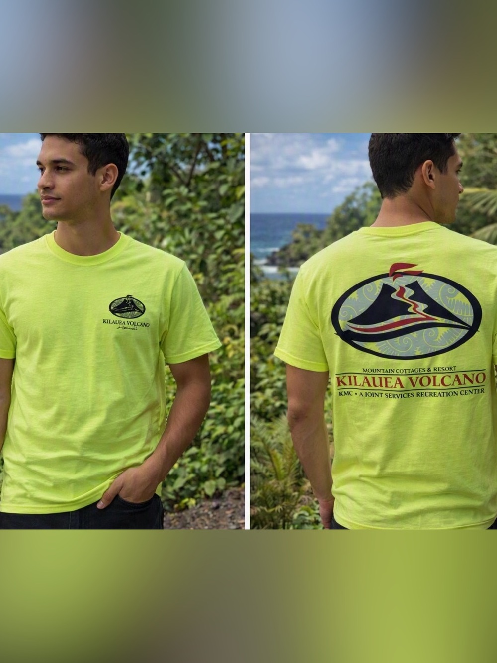 Hanes Kilauea Volcano KMC Joint Services Recreation Center Unisex Tee Sz Sm